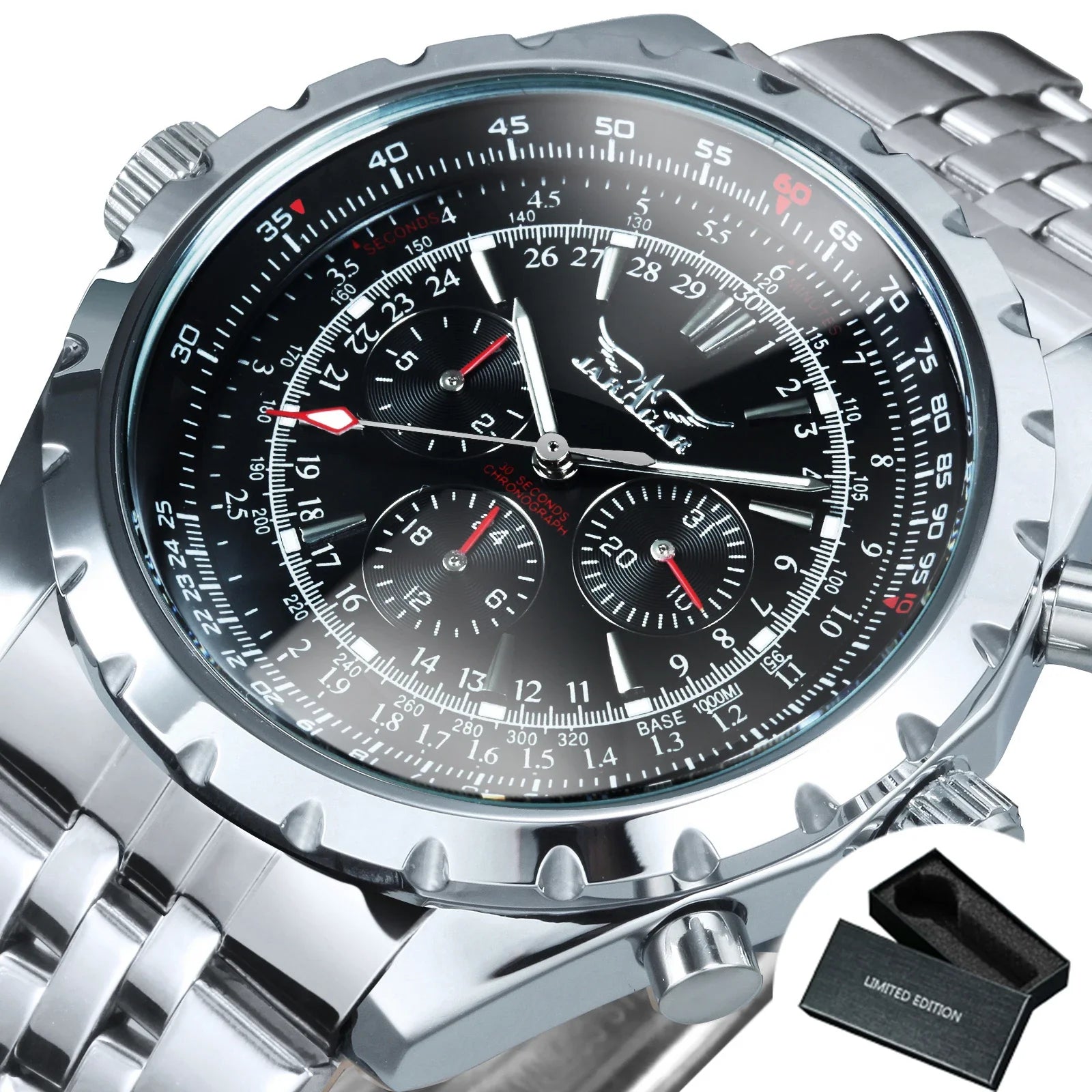 Jaragar Automatic Watch for Men Multifunction 3 Sub-Dials Sports Mechanical Watches Top Brand Luxury Leather Steel Band