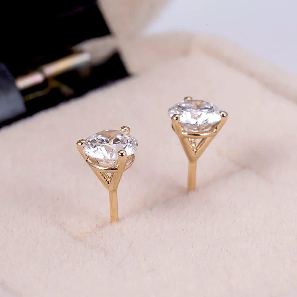 A pair 0.6-1.2CT Lab Grown Diamond Stud Earrings Round Cut 3 Prong Screw Back 14K Gold Jewelry for Women No IGI certificate