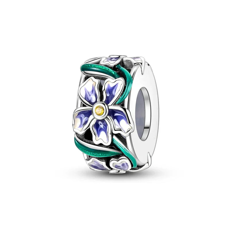 100% 925 Sterling Silver Rainbow Zircon Colorful Butterfly Dragon Shaped Silicone Stopper Charms Beads Fit DIY Bracelets Jewelry