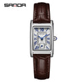 SANDA 1116 2024 Fashion Quartz Movement Women's Watch Luxury Steel And Leather Strap Wristwatch Ladies Dress Watches Simple Hour
