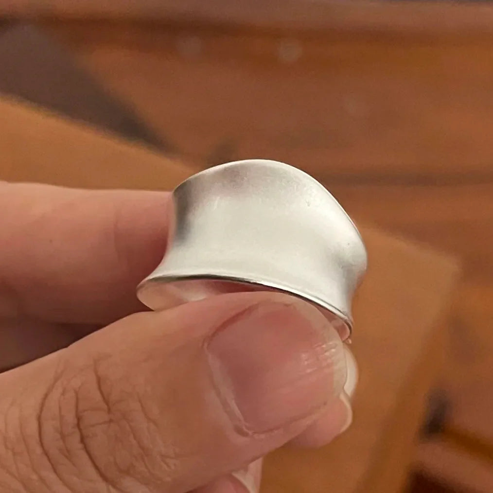 925 Sterling Silver Rings for Women Couple Minimalist Handmade Simple Wide Moon Ring Set Party Jewelry Gift Prevent Allergy