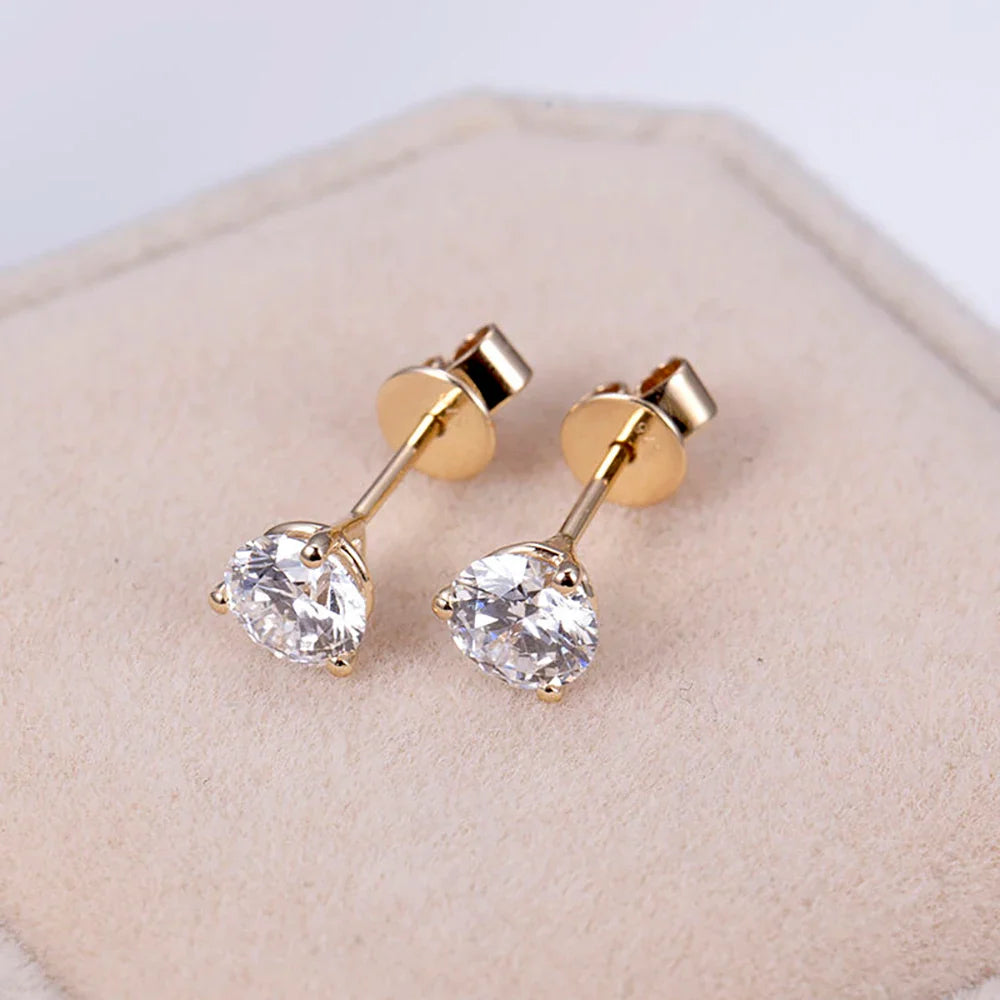 A pair 0.6-1.2CT Lab Grown Diamond Stud Earrings Round Cut 3 Prong Screw Back 14K Gold Jewelry for Women No IGI certificate