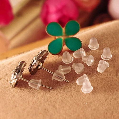 500pcs with Box Soft Rubber Ear Plugs transparent Earring Back Stopper Studs for Stud Earrings DIY Silicone Plug Back Stoppers