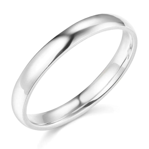 14k White Gold 3mm SOLID Plain Wedding Band - Size 10