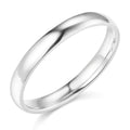 14k White Gold 3mm SOLID Plain Wedding Band - Size 10