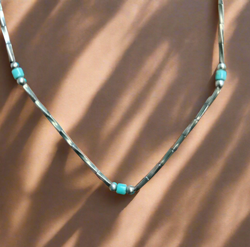 Sterling Silver liquid Turquoise Necklace
