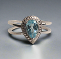 Sterling Silver Blue Topaz and Diamond Ring