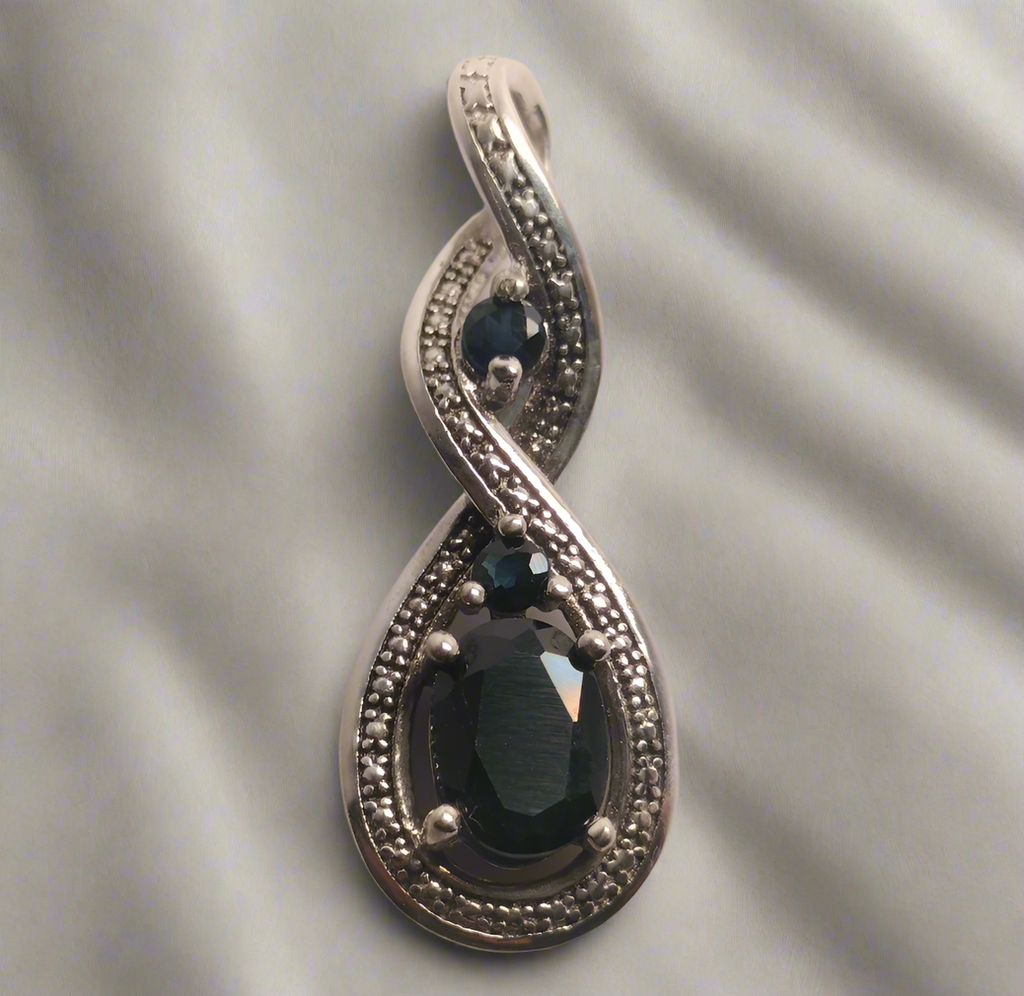Sterling Silver Blue Sapphire Pendant