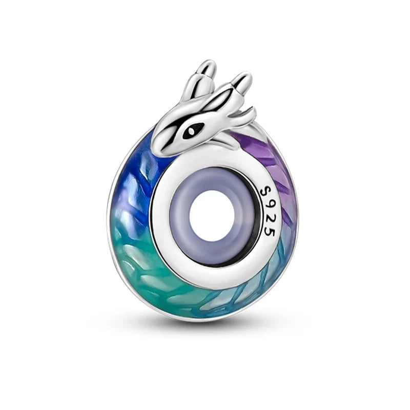 100% 925 Sterling Silver Rainbow Zircon Colorful Butterfly Dragon Shaped Silicone Stopper Charms Beads Fit DIY Bracelets Jewelry