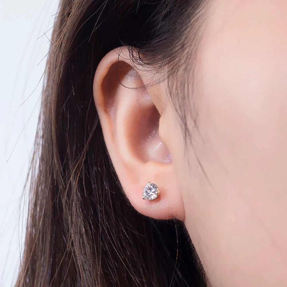 A pair 0.6-1.2CT Lab Grown Diamond Stud Earrings Round Cut 3 Prong Screw Back 14K Gold Jewelry for Women No IGI certificate