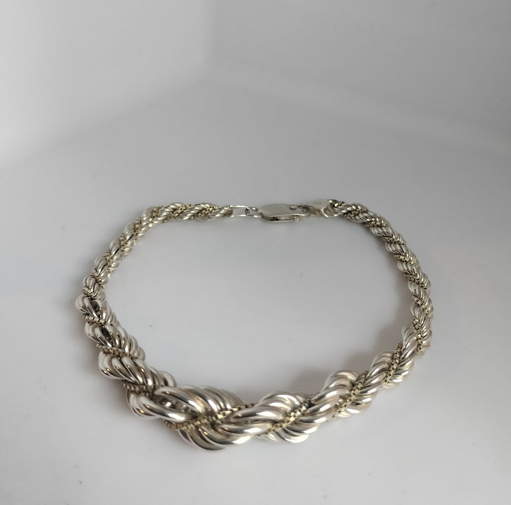 Sterling Silver Rope and Box Bracelet