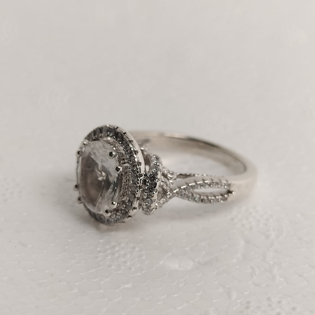 Sterling Silver White Topaz And Cubic Zirconia Ring