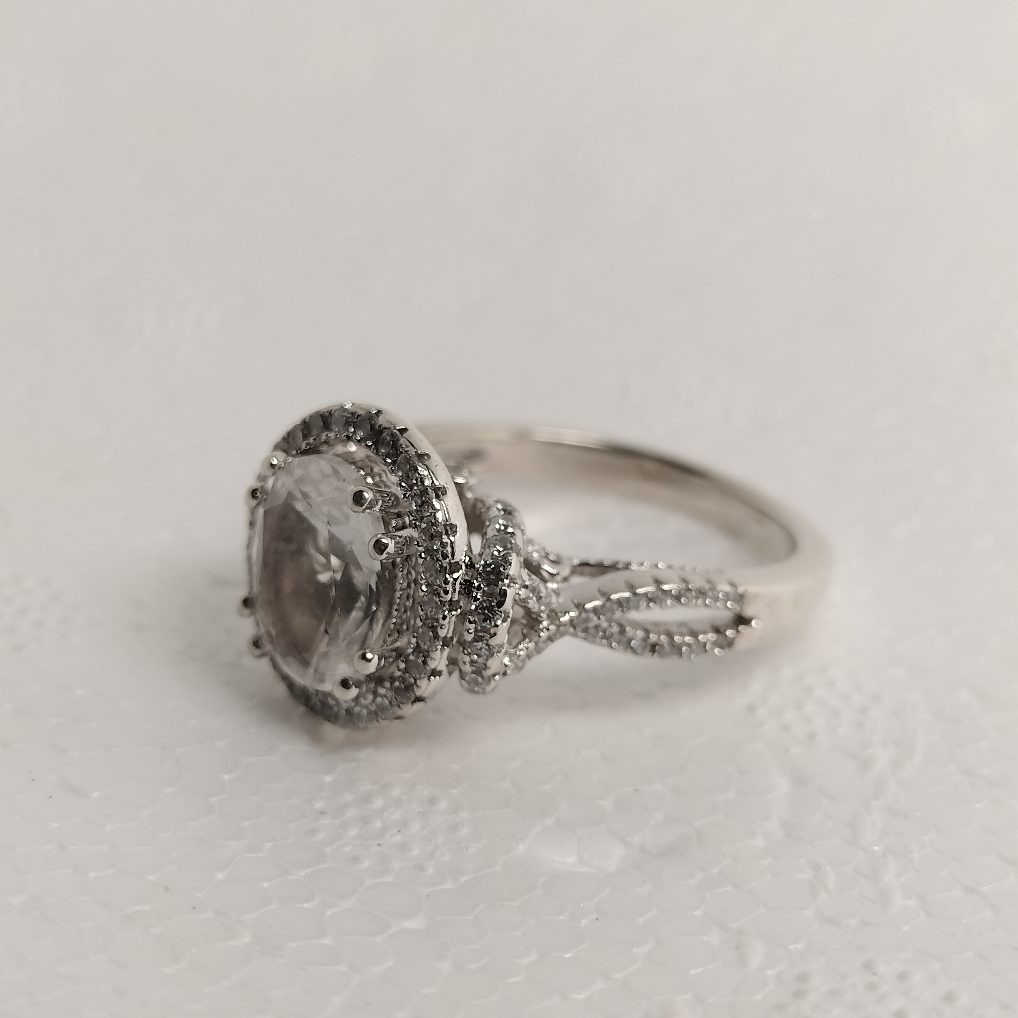 Sterling Silver White Topaz And Cubic Zirconia Ring