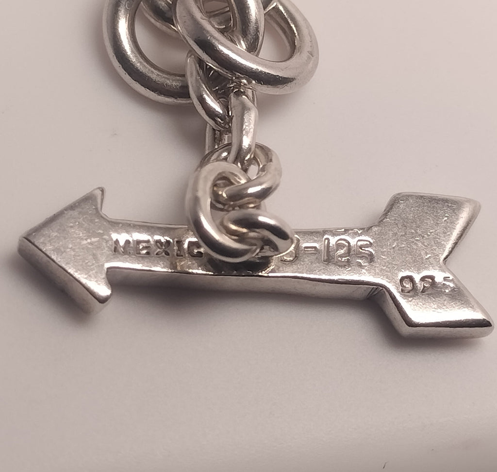 Sterling Silver Hearts and Arrow Toggle Bracelet