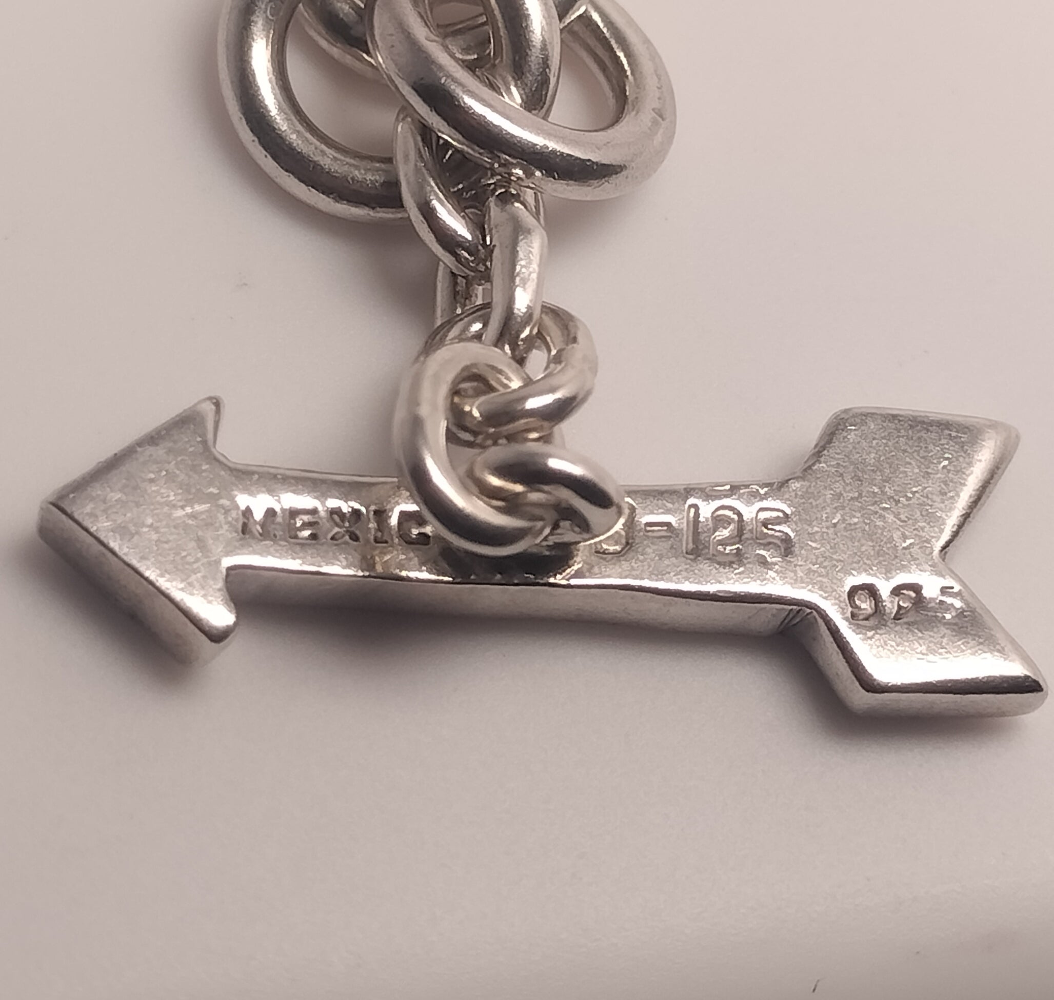 Sterling Silver Hearts and Arrow Toggle Bracelet