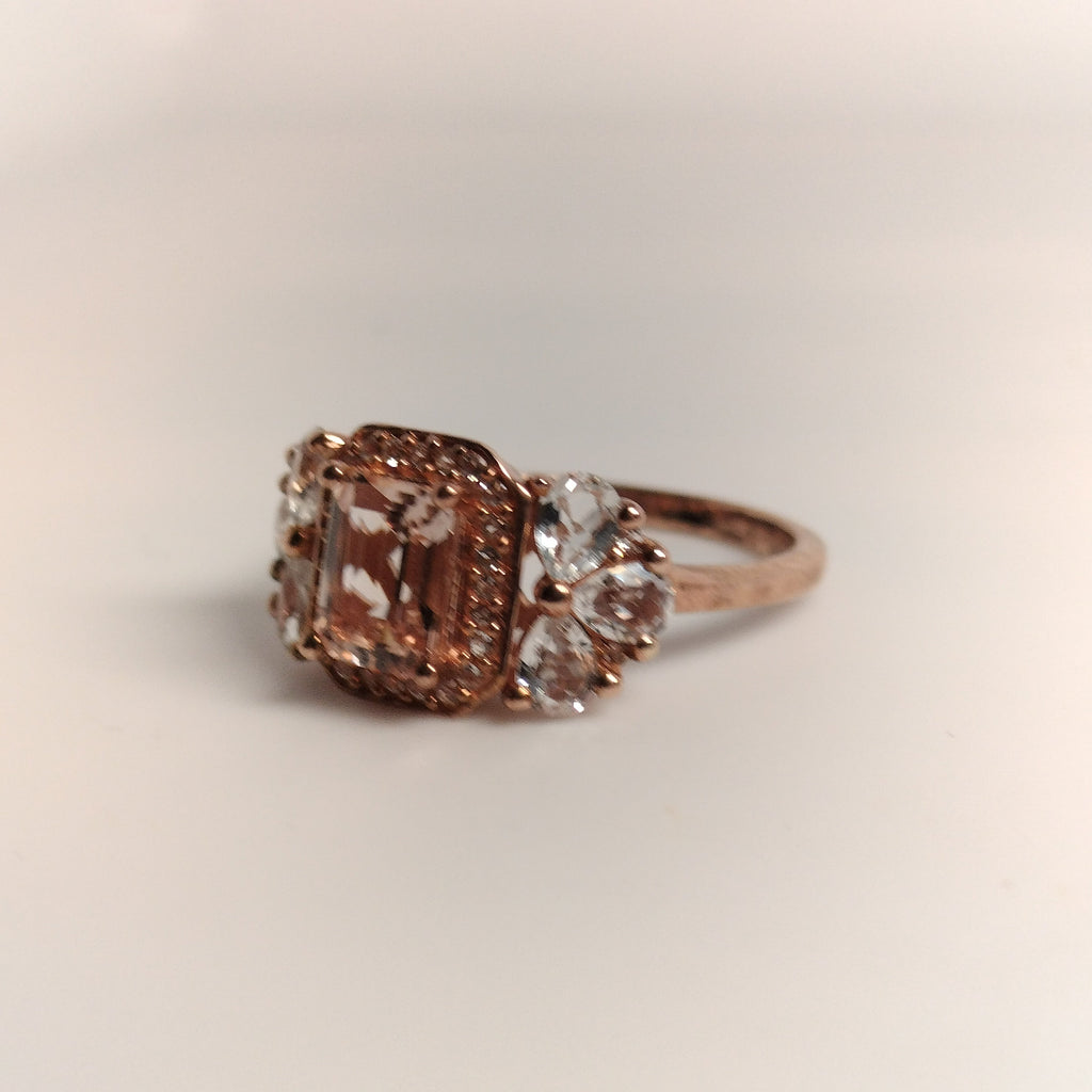 Sterling Silver Rose Gold Plated Topaz Ring