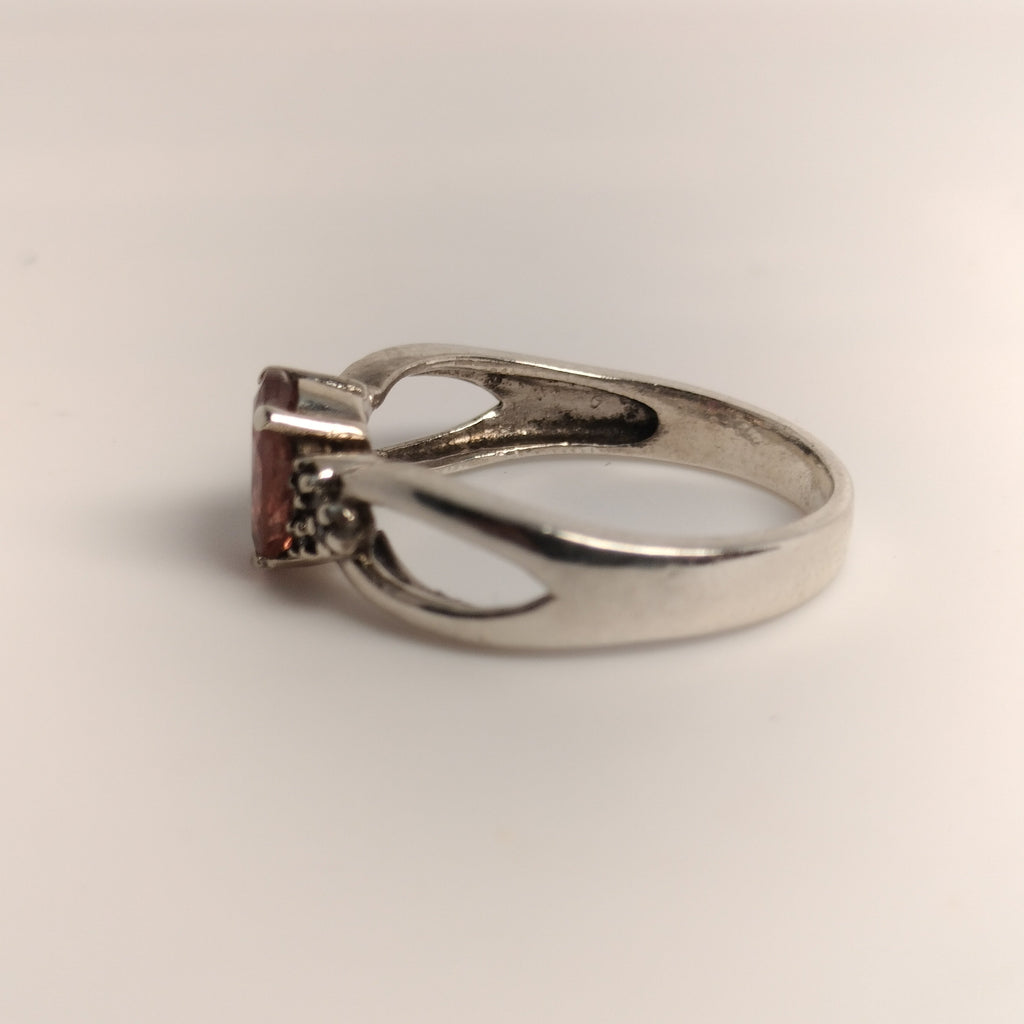 Sterling Silver Tourmaline and Diamond Ring