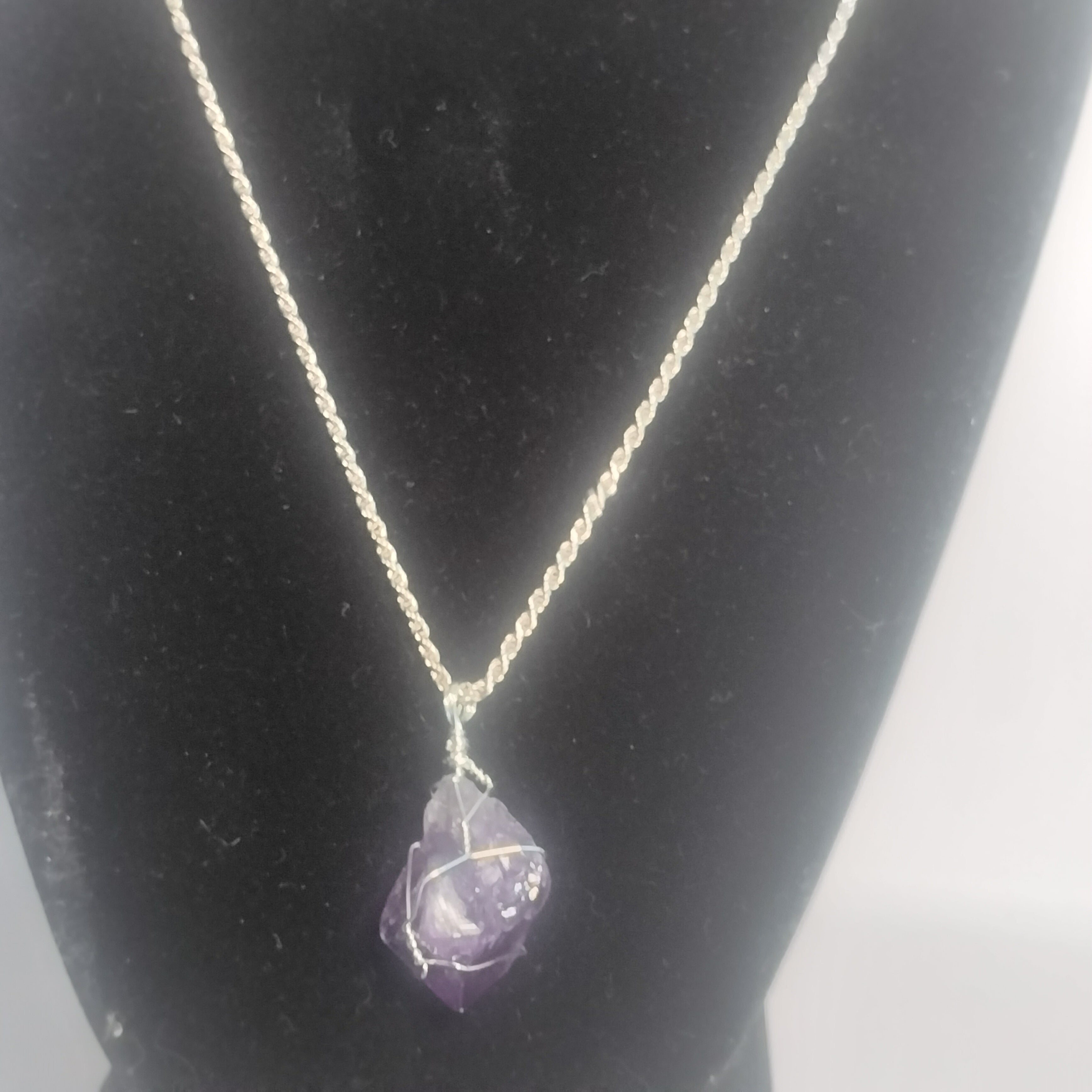 Sterling Silver Amethyst Pendant and Chain