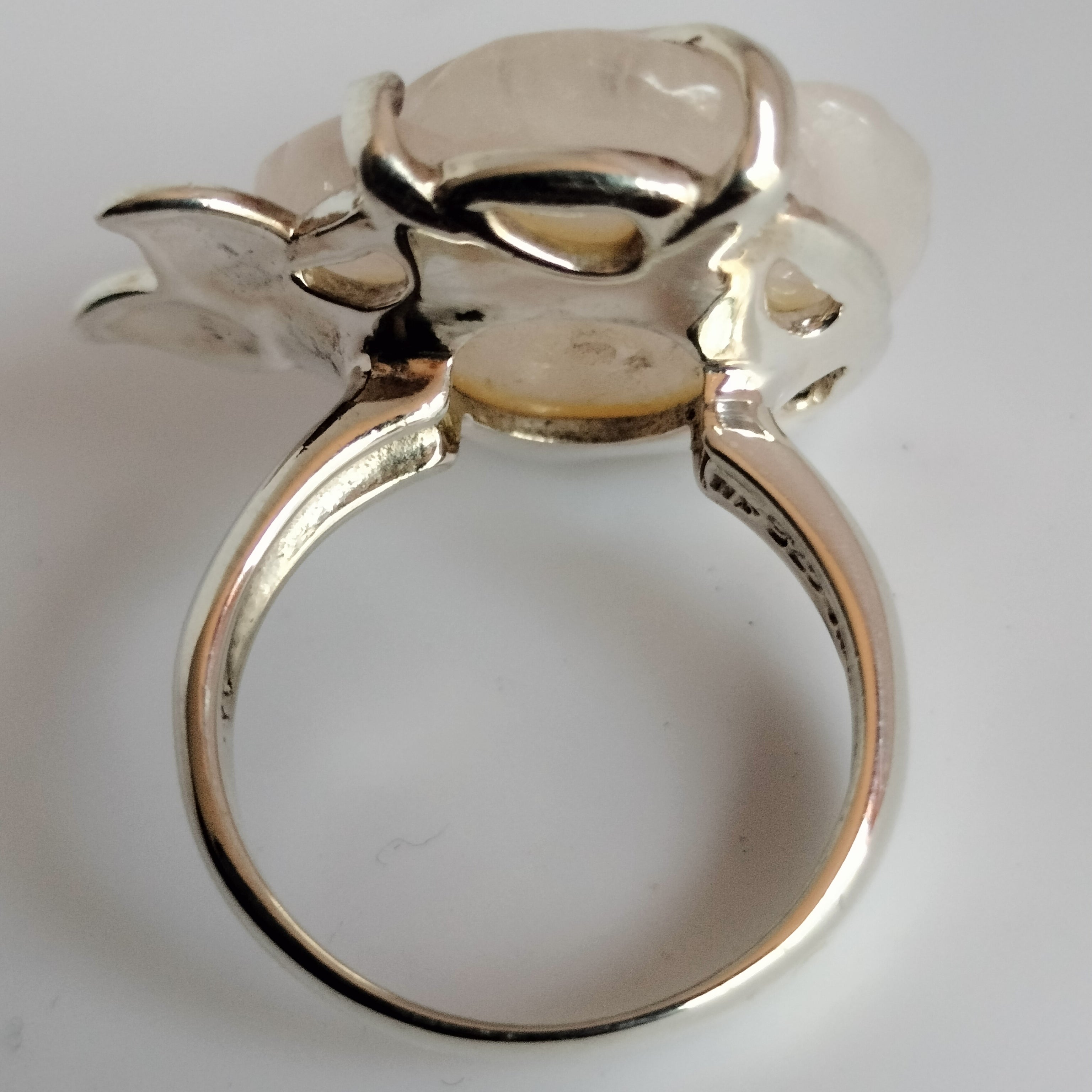 Sterling Silver Rose Quartz Rose Ring