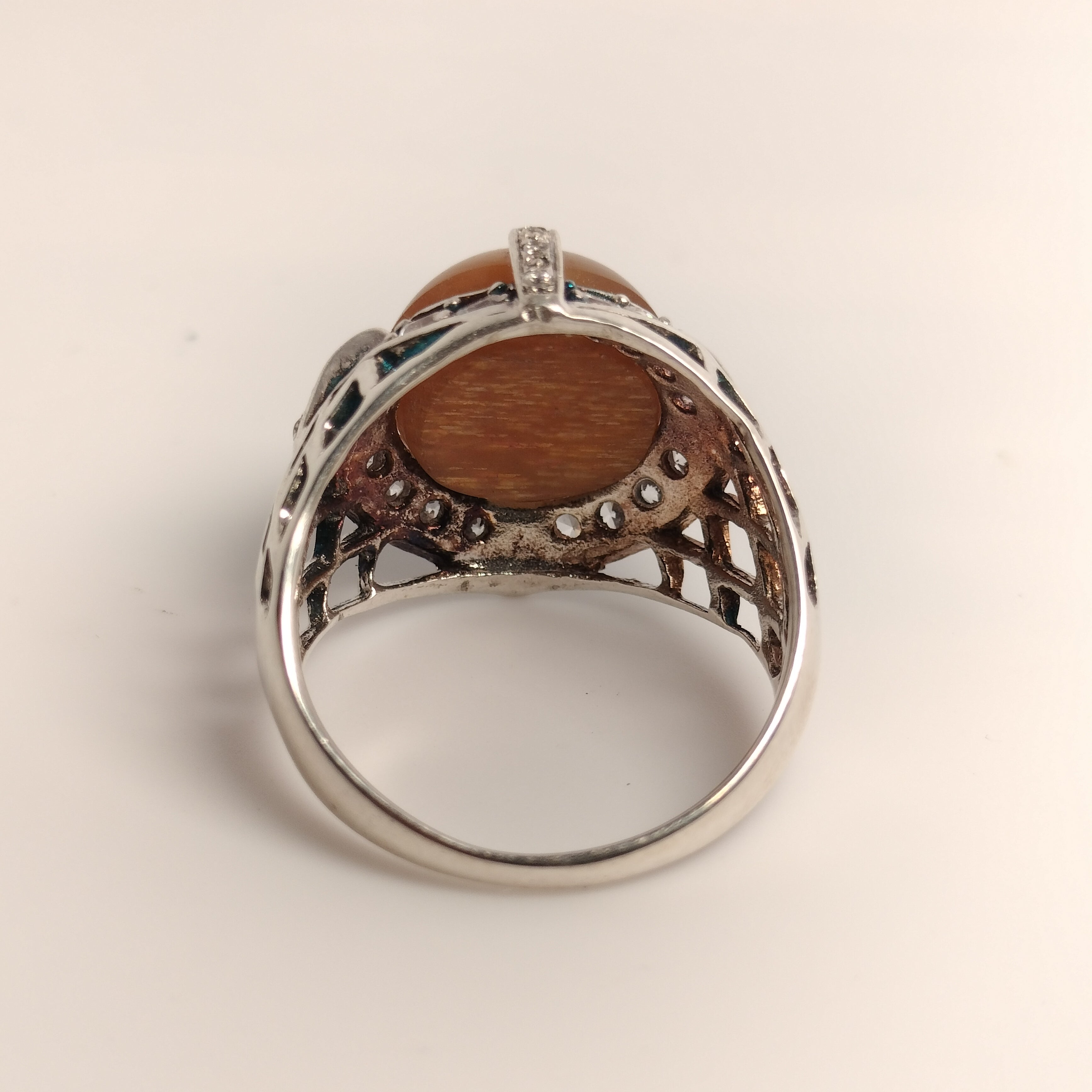 Sterling Silver Cats Eye and Cubic Zirconia Ring
