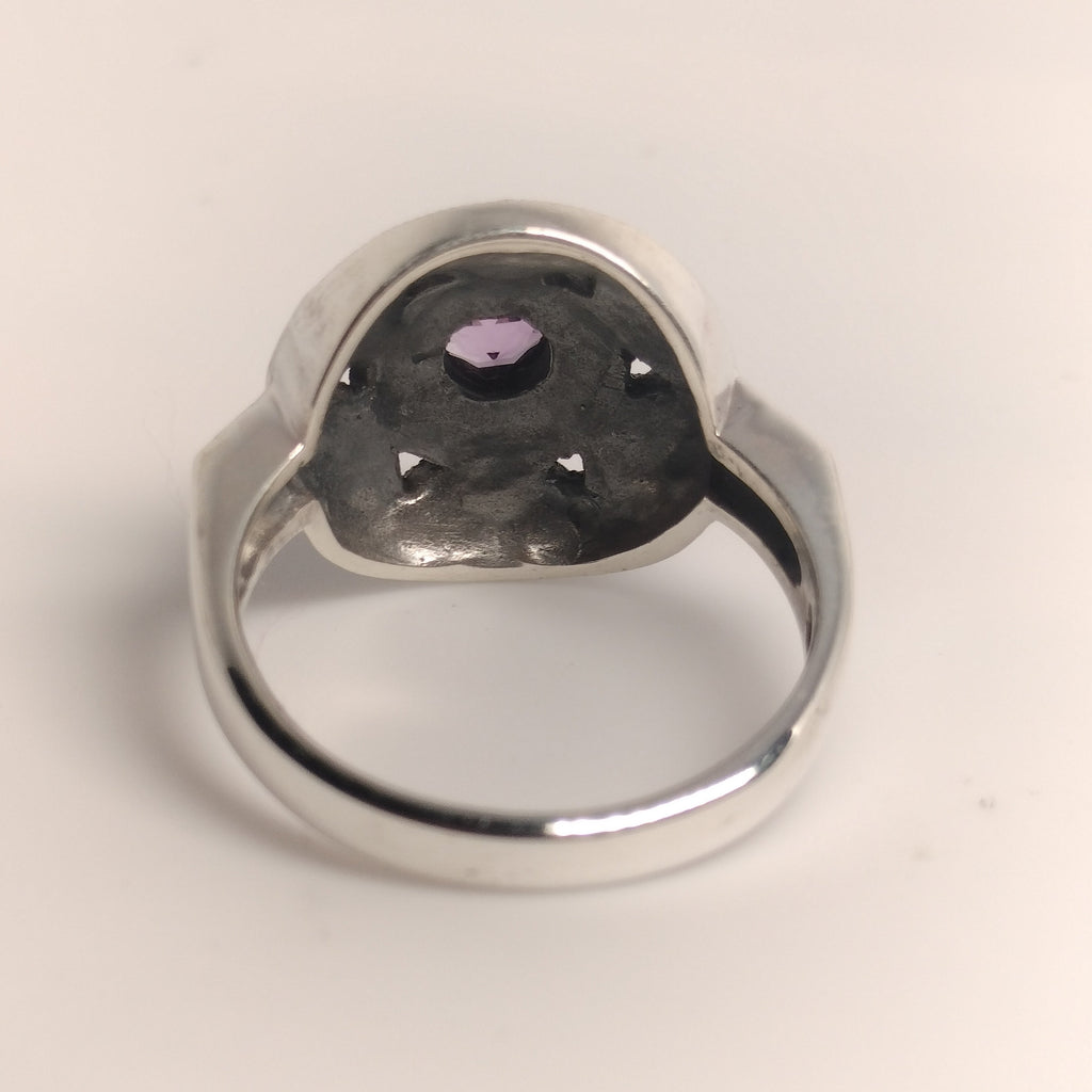 Sterling Silver Amethyst and Marcasite Ring