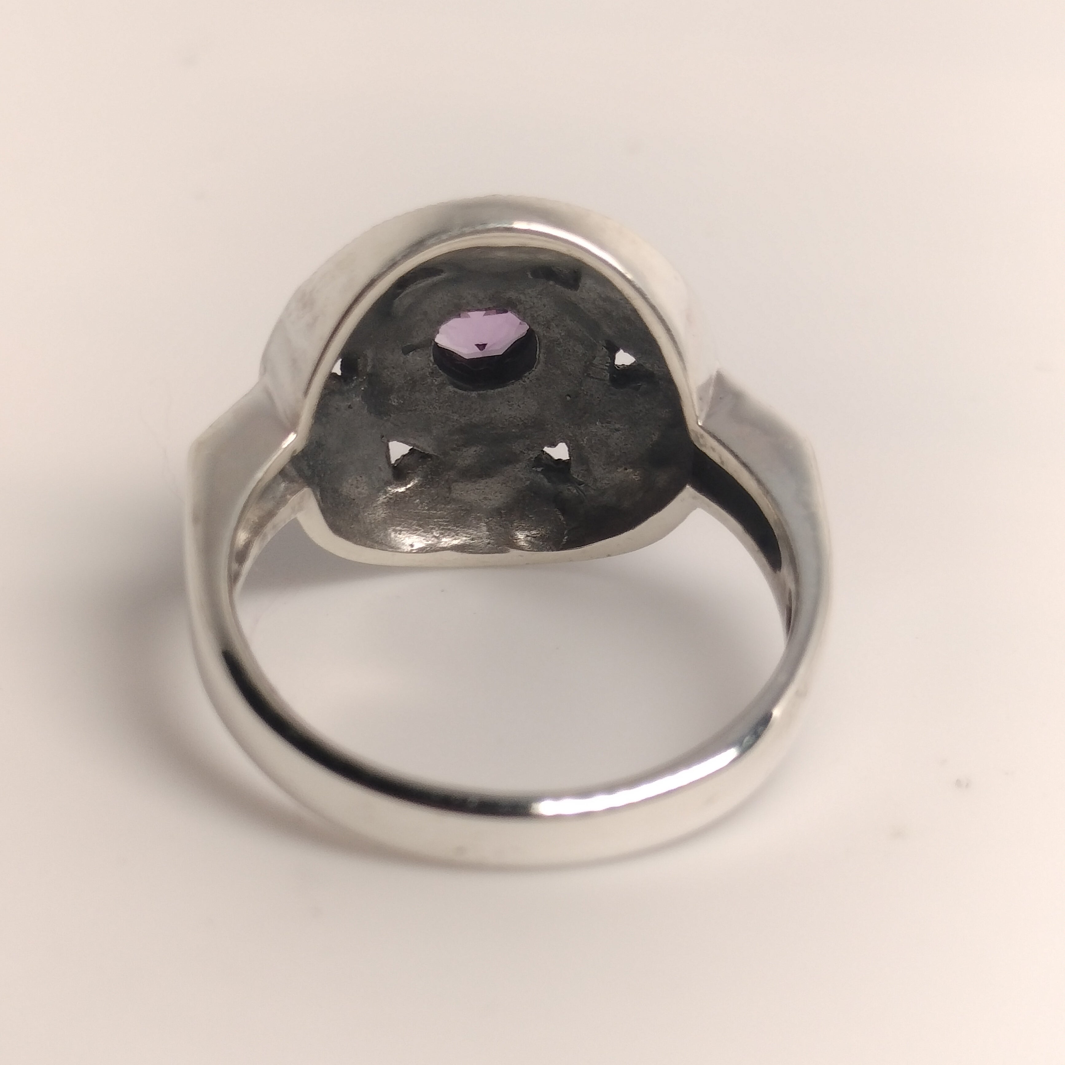 Sterling Silver Amethyst and Marcasite Ring