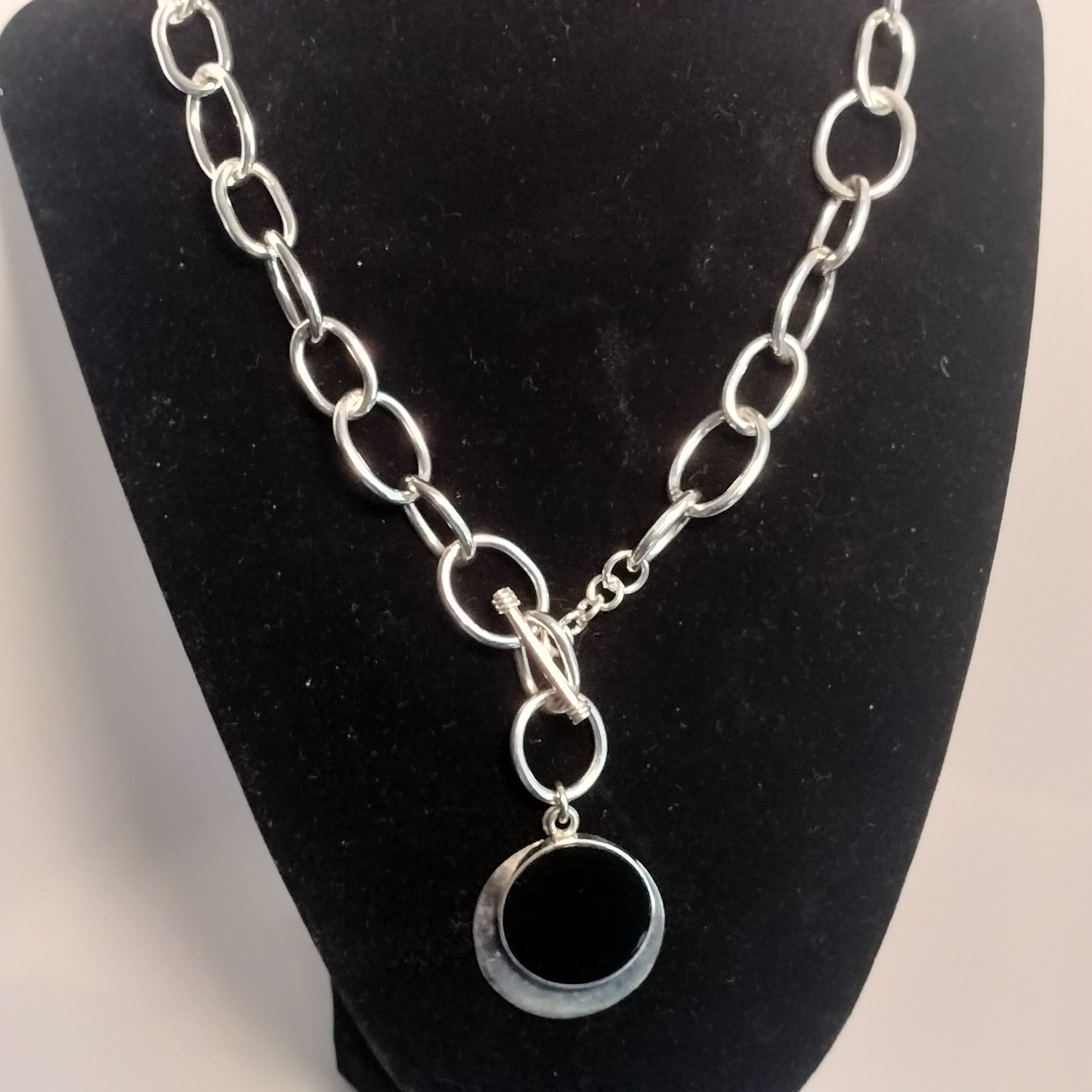 Sterling Silver Enamel Pendant and Necklace