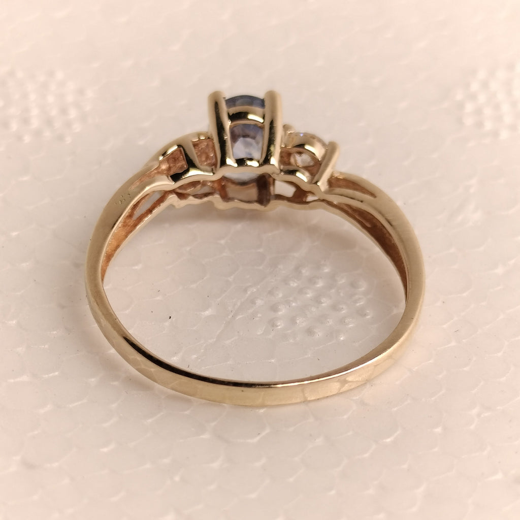 10K Gold Sapphire and Diamond Ring
