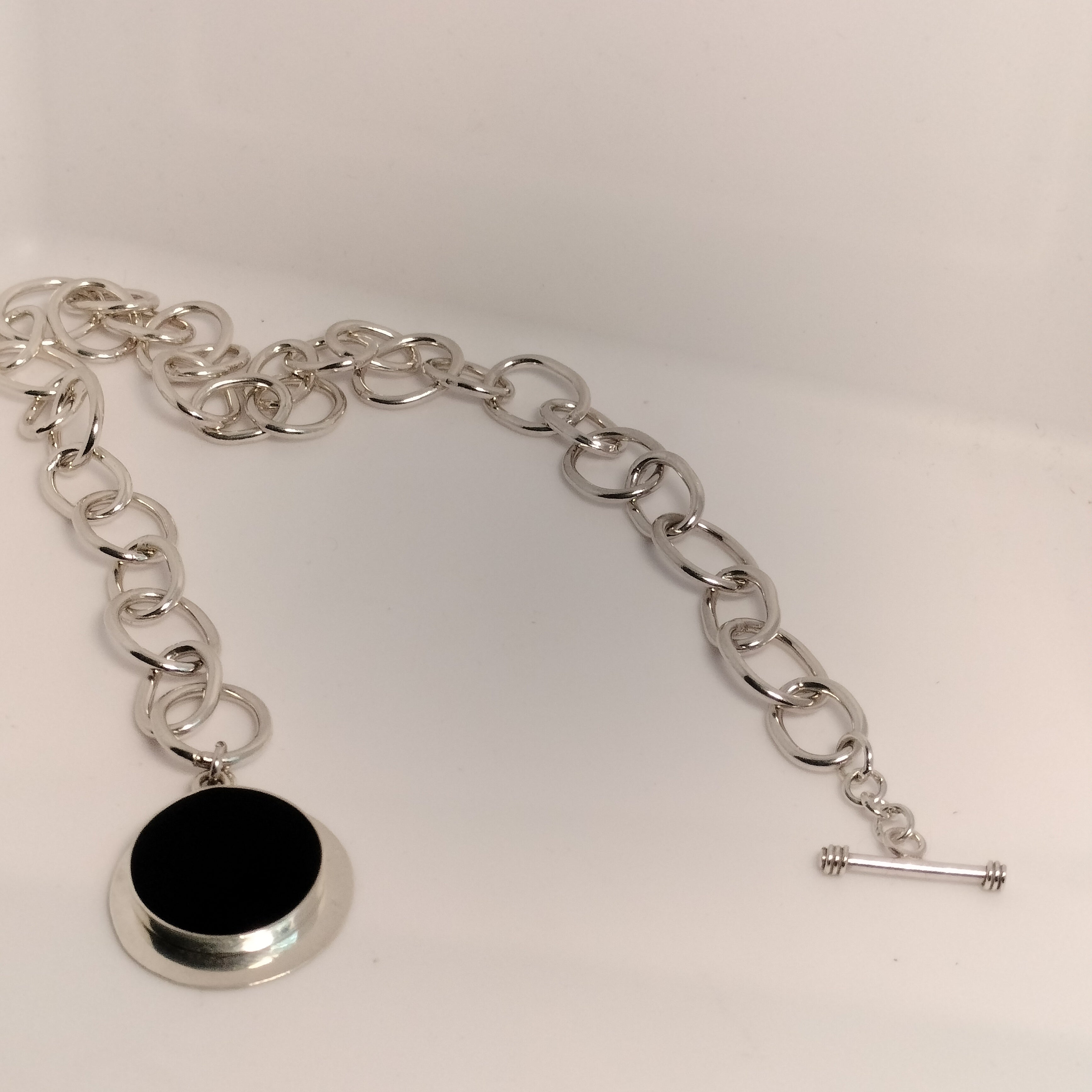 Sterling Silver Enamel Pendant and Necklace