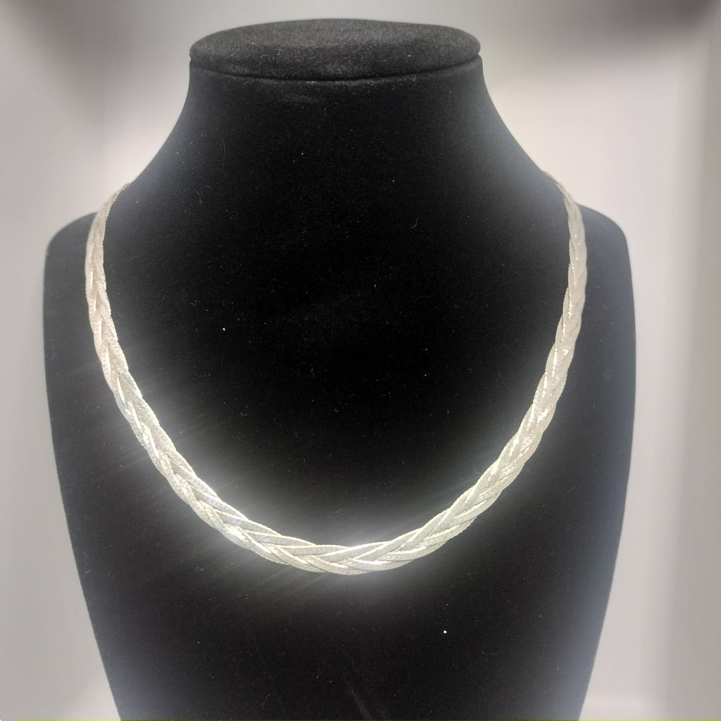 Sterling Silver Braided Herringbone Necklace