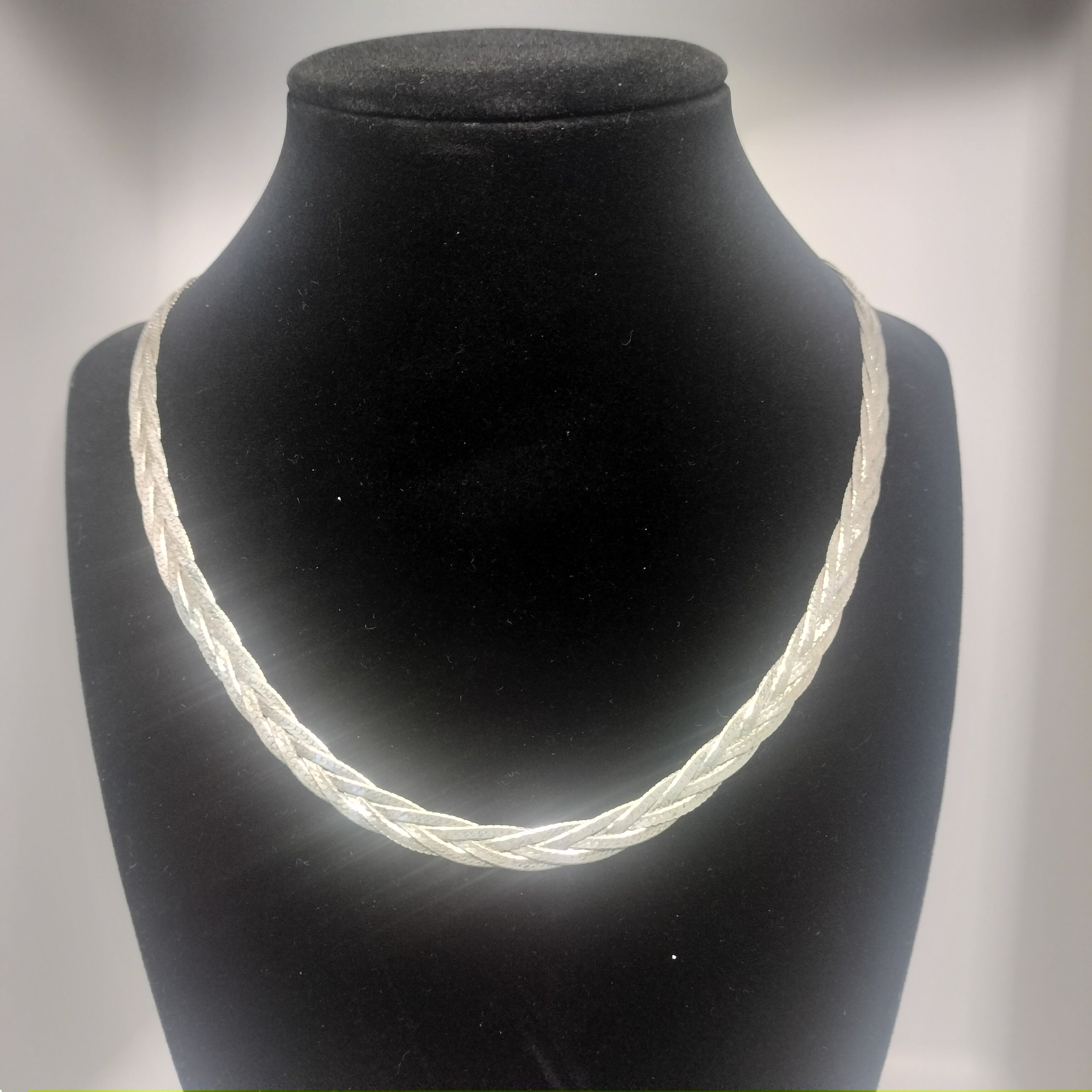Sterling Silver Braided Herringbone Necklace
