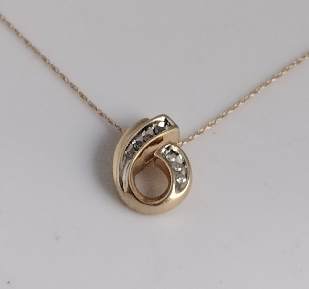 10k Gold Diamond Pendant and Chain