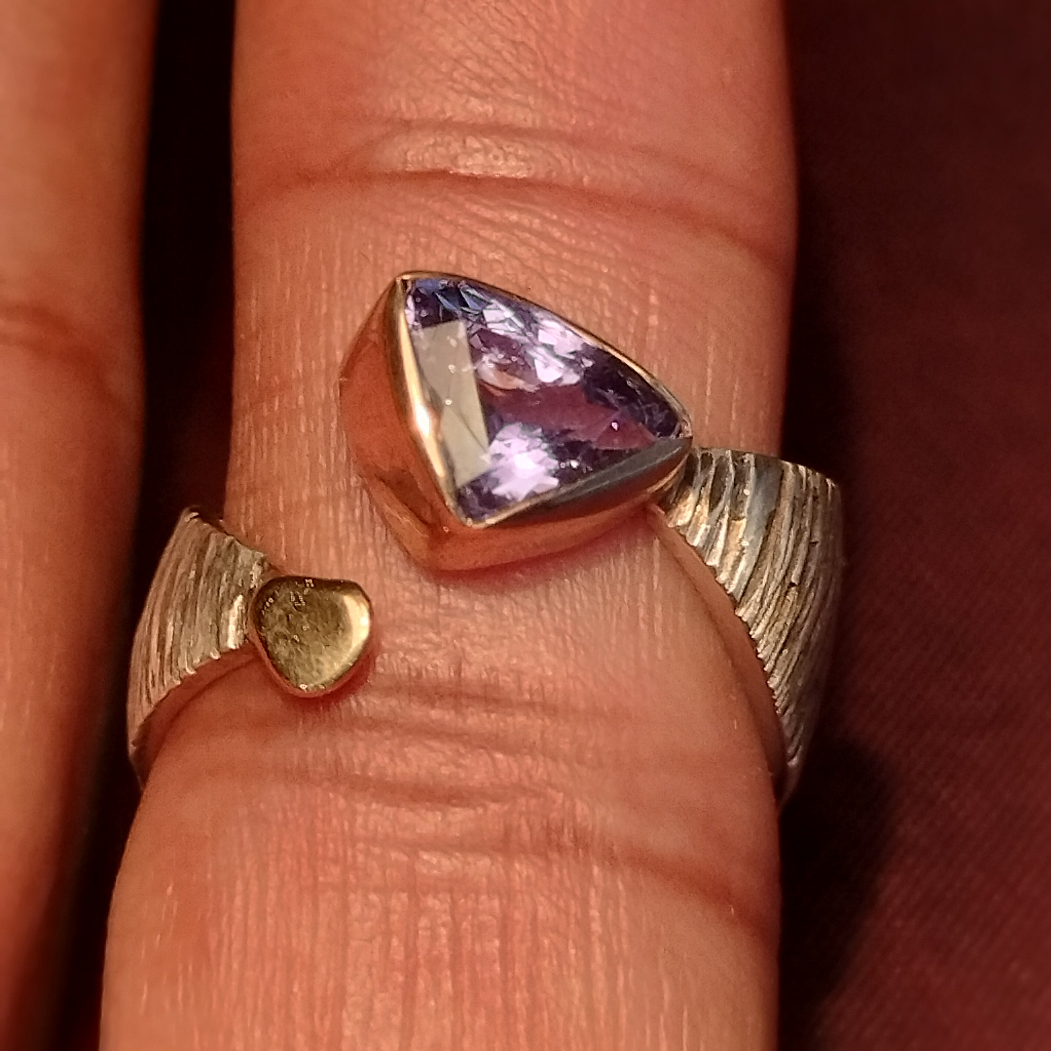 Sterling Silver and 14k Gold Tanzanite Ring