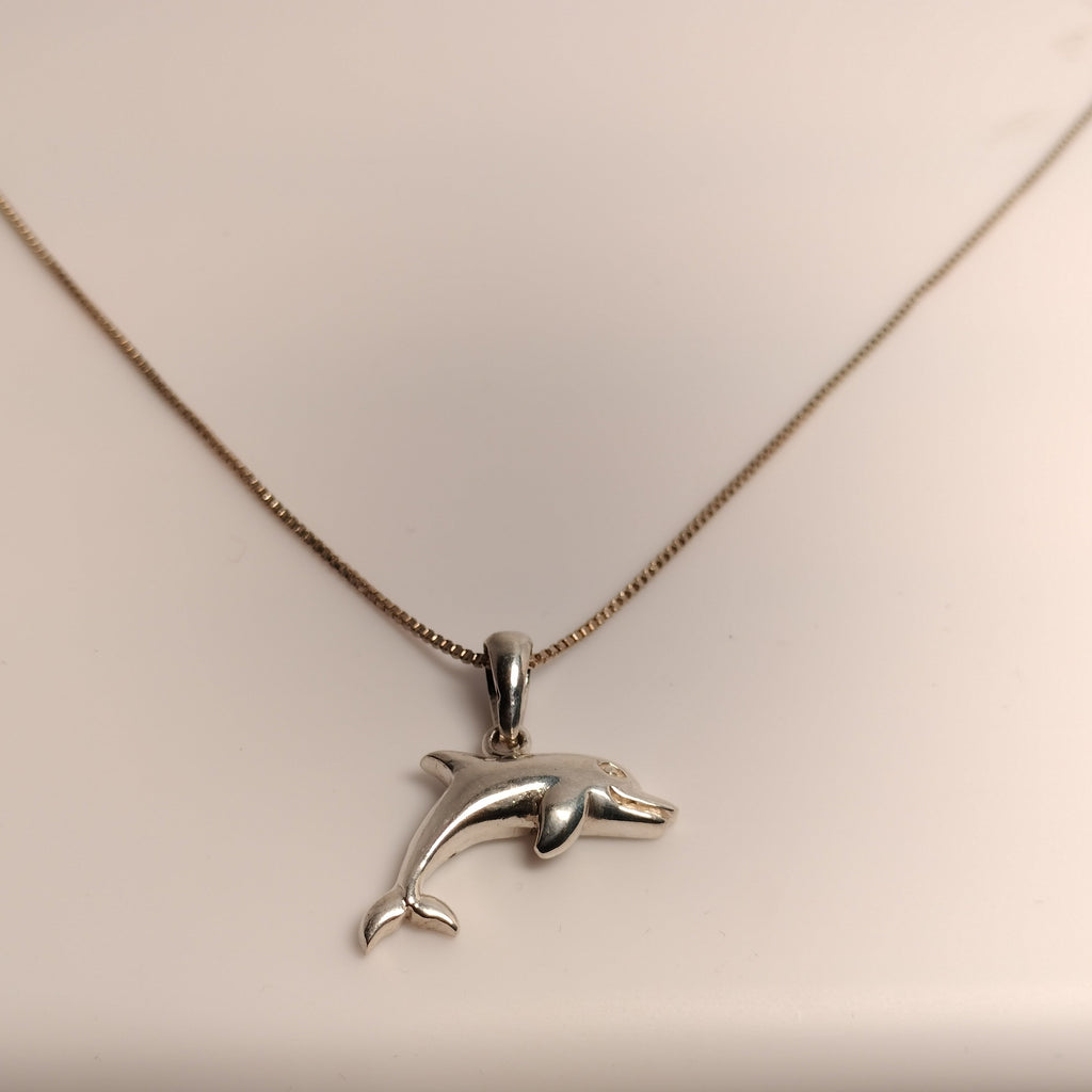 Sterling Silver Dolphin Pendant and Chain
