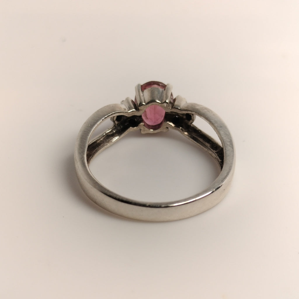 Sterling Silver Tourmaline and Diamond Ring