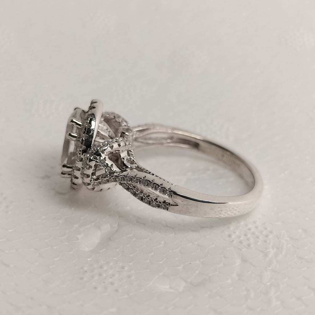 Sterling Silver White Topaz And Cubic Zirconia Ring
