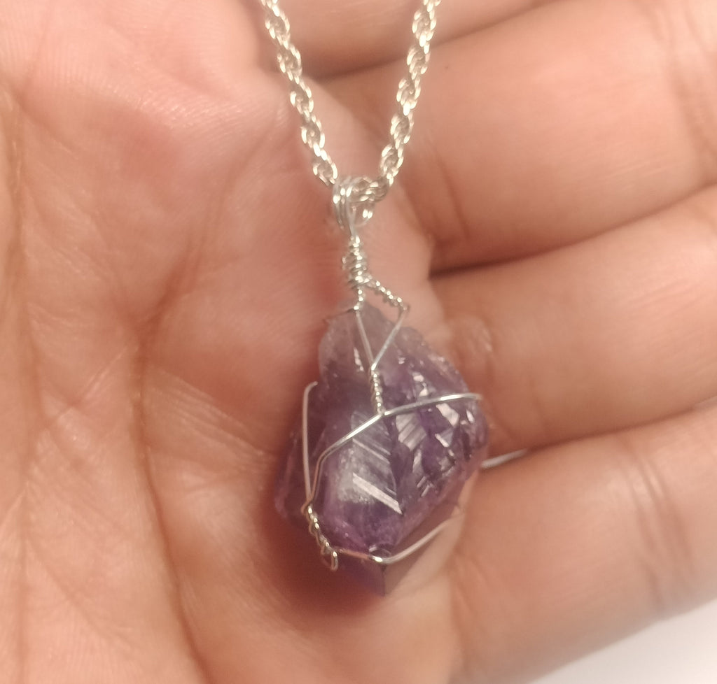 Sterling Silver Amethyst Pendant and Chain