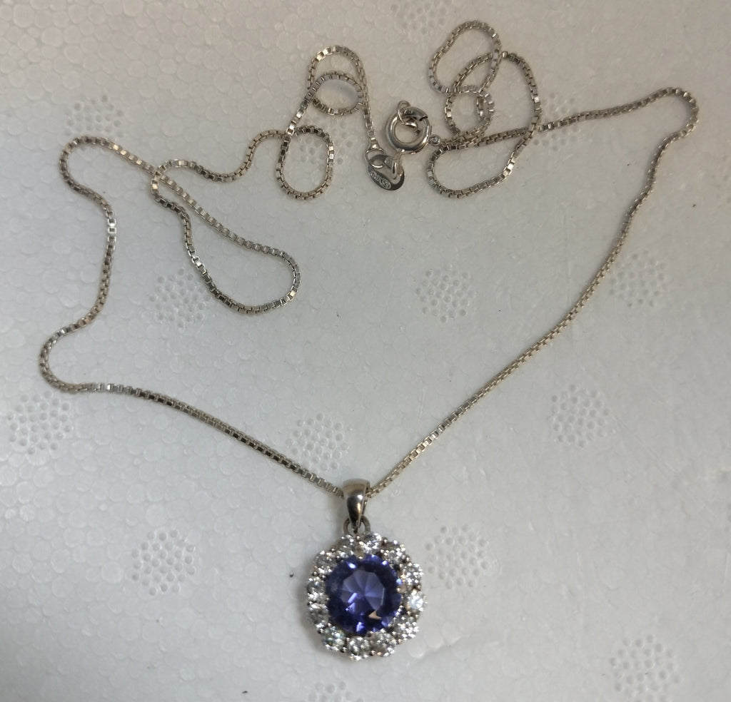 Sterling Silver Cubic Zirconia Pendant and Chain