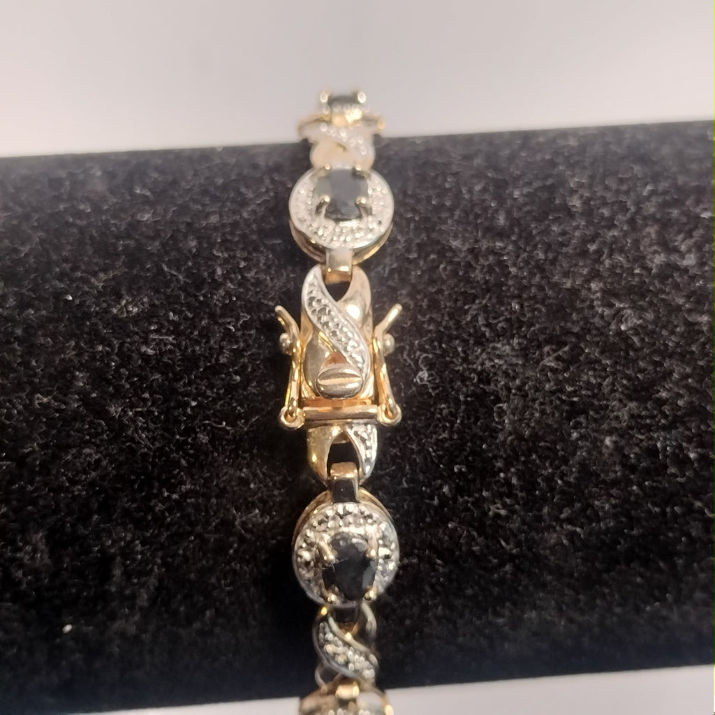 Sterling Silver Sapphire and Diamond Tennis Bracelet