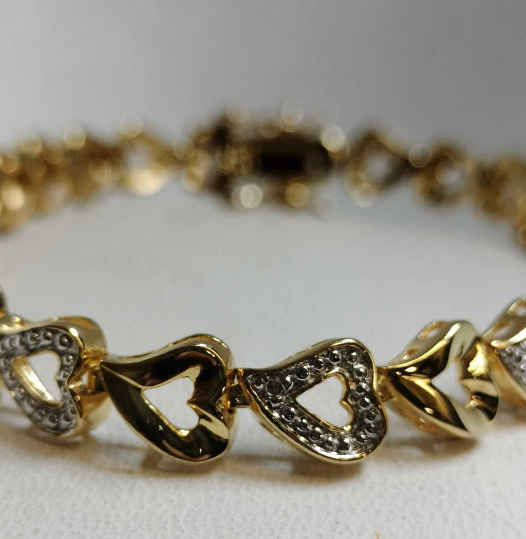 Sterling Silver Gold Plated Diamond Tennis Bracelet