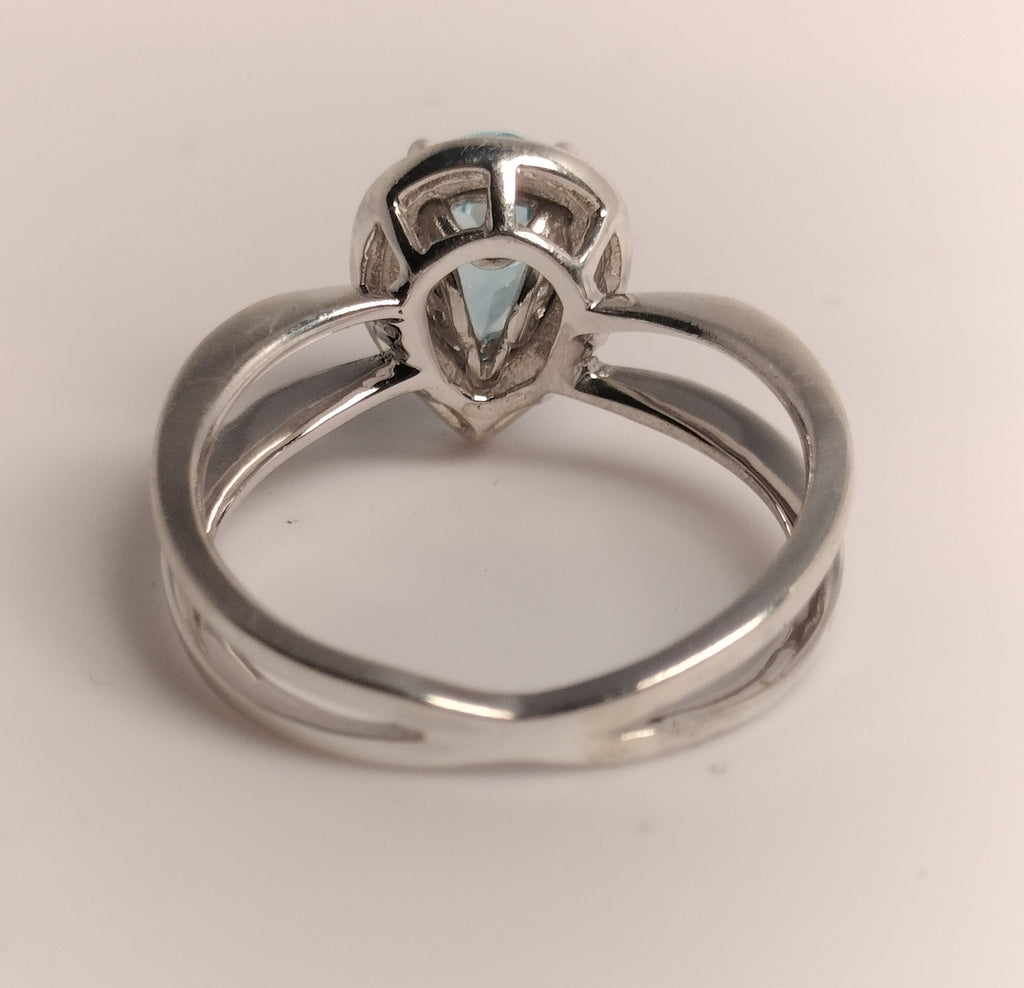 Sterling Silver Blue Topaz and Diamond Ring
