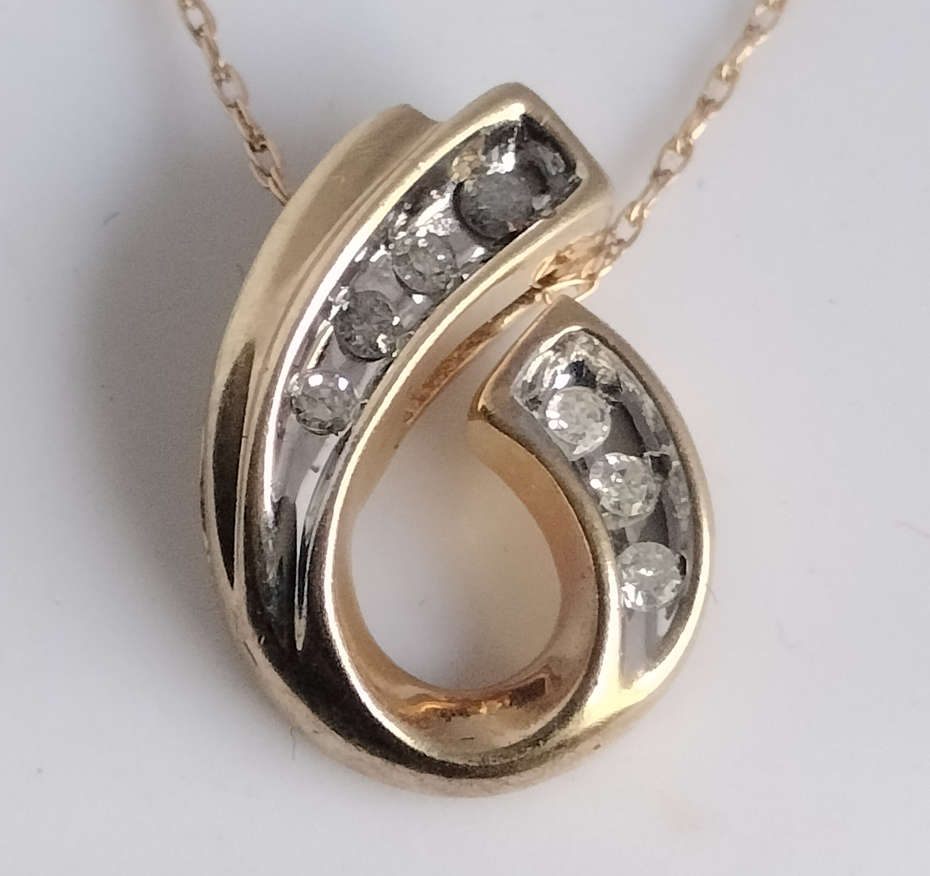10k Gold Diamond Pendant and Chain