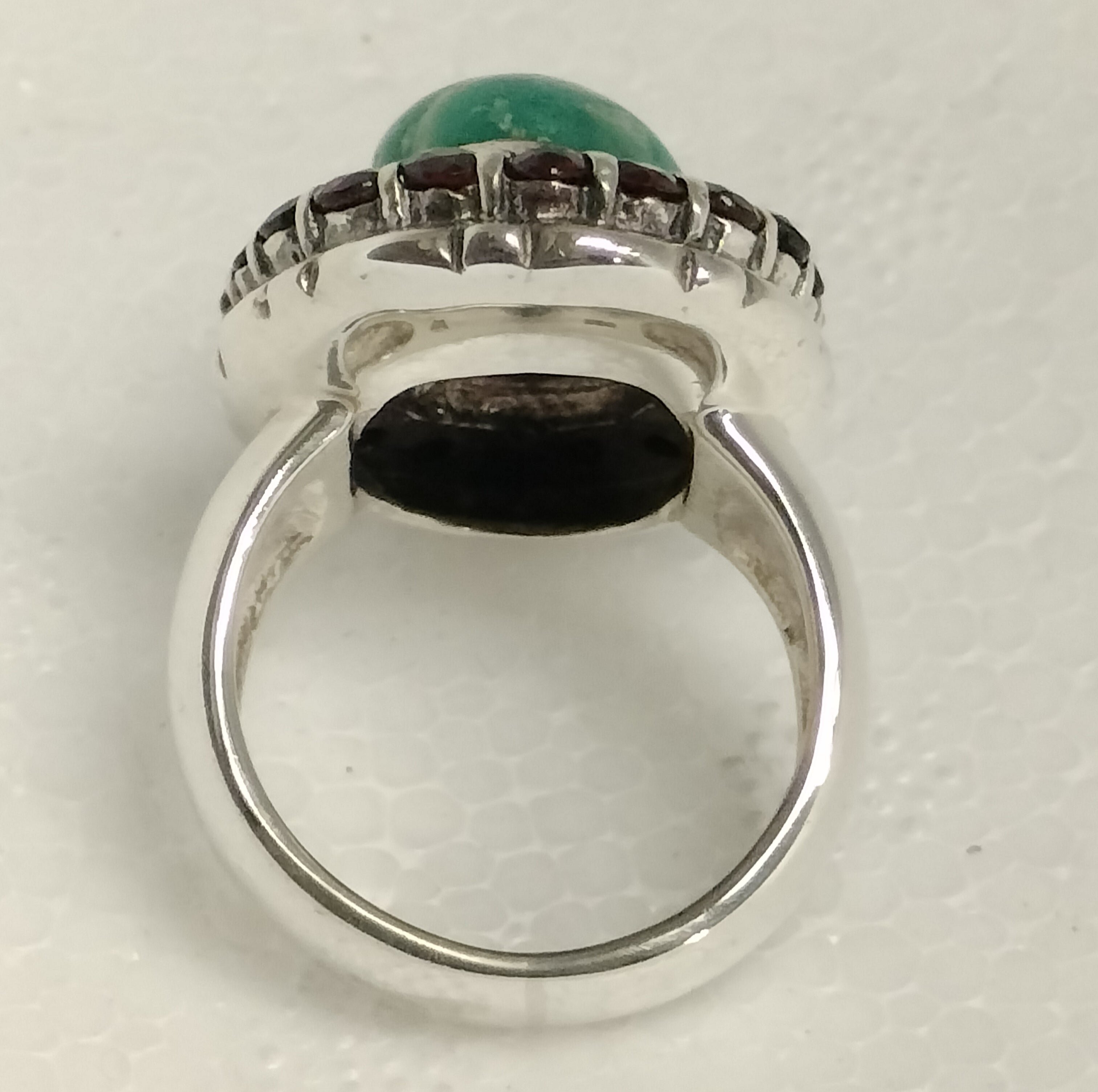 Sterling Silver Amazonite and Garnet Ring