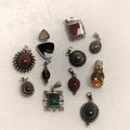 Assorted Lot of Sterling Silver Gemstone Pendants