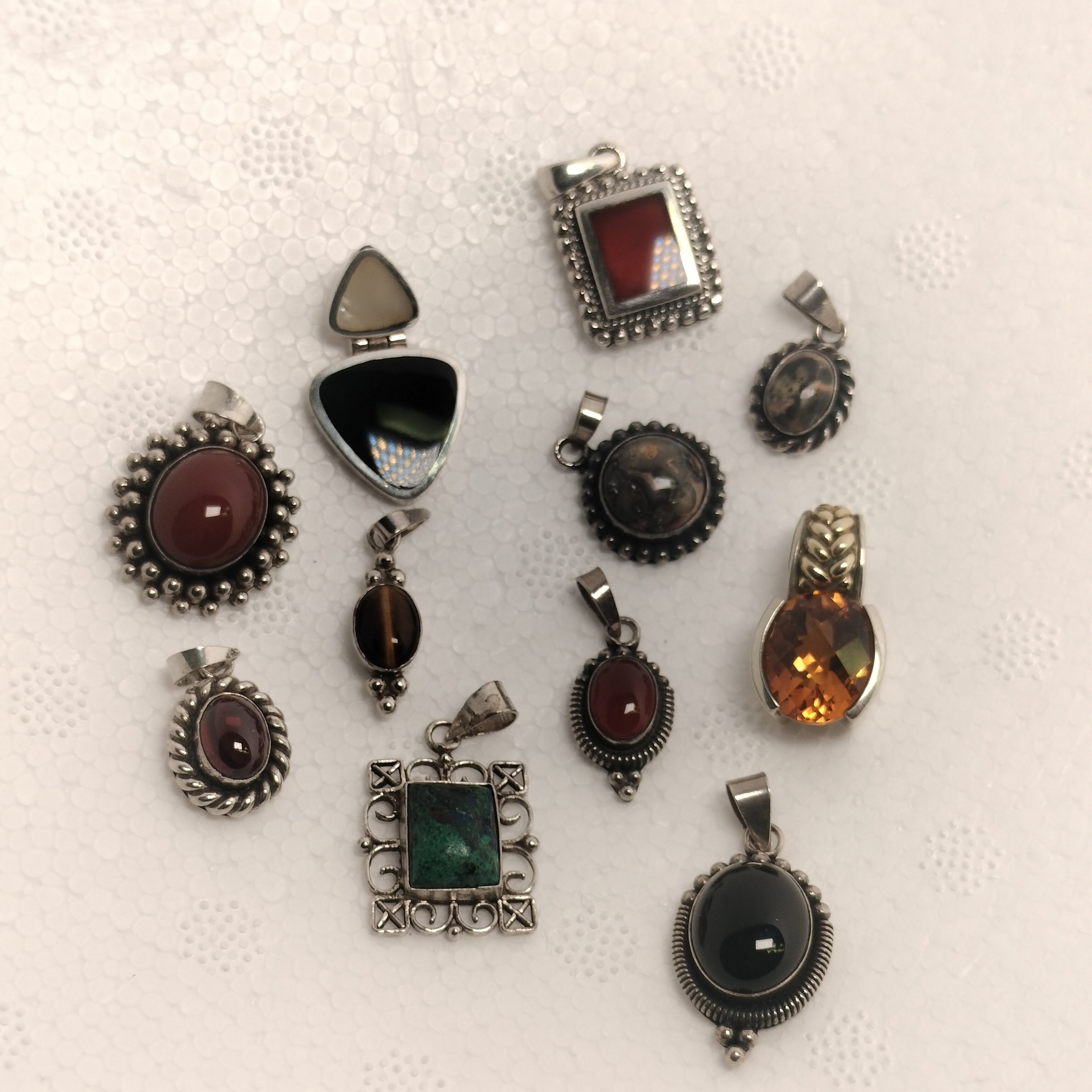 Assorted Lot of Sterling Silver Gemstone Pendants