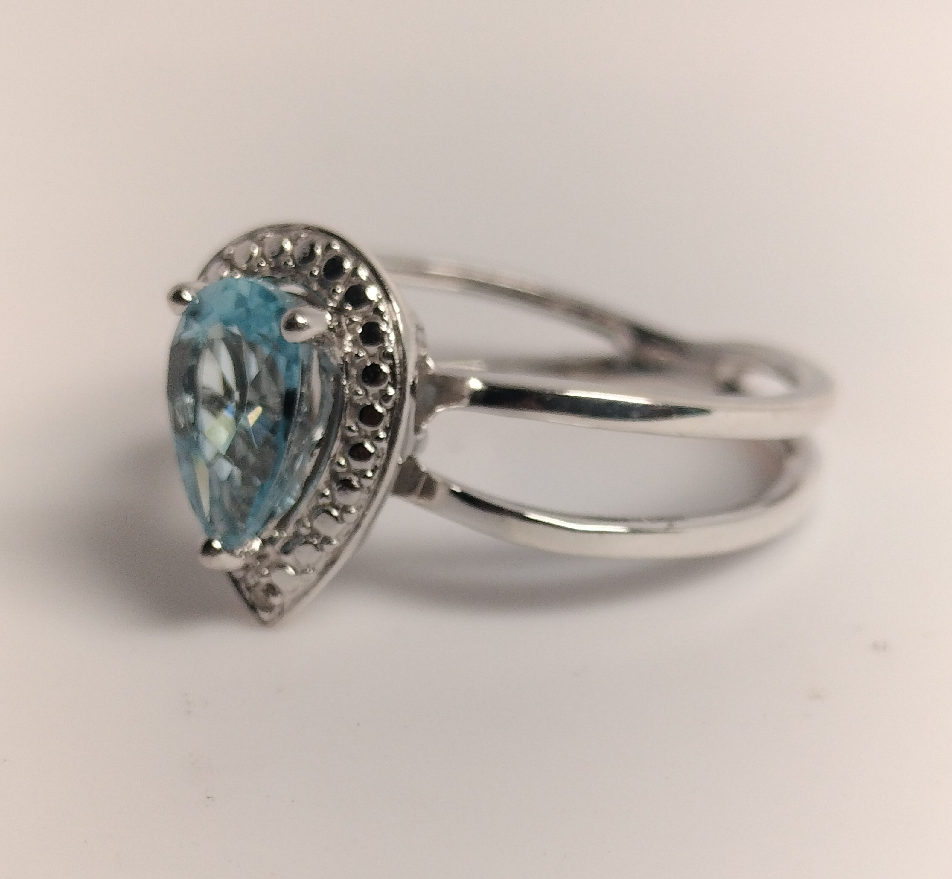 Sterling Silver Blue Topaz and Diamond Ring