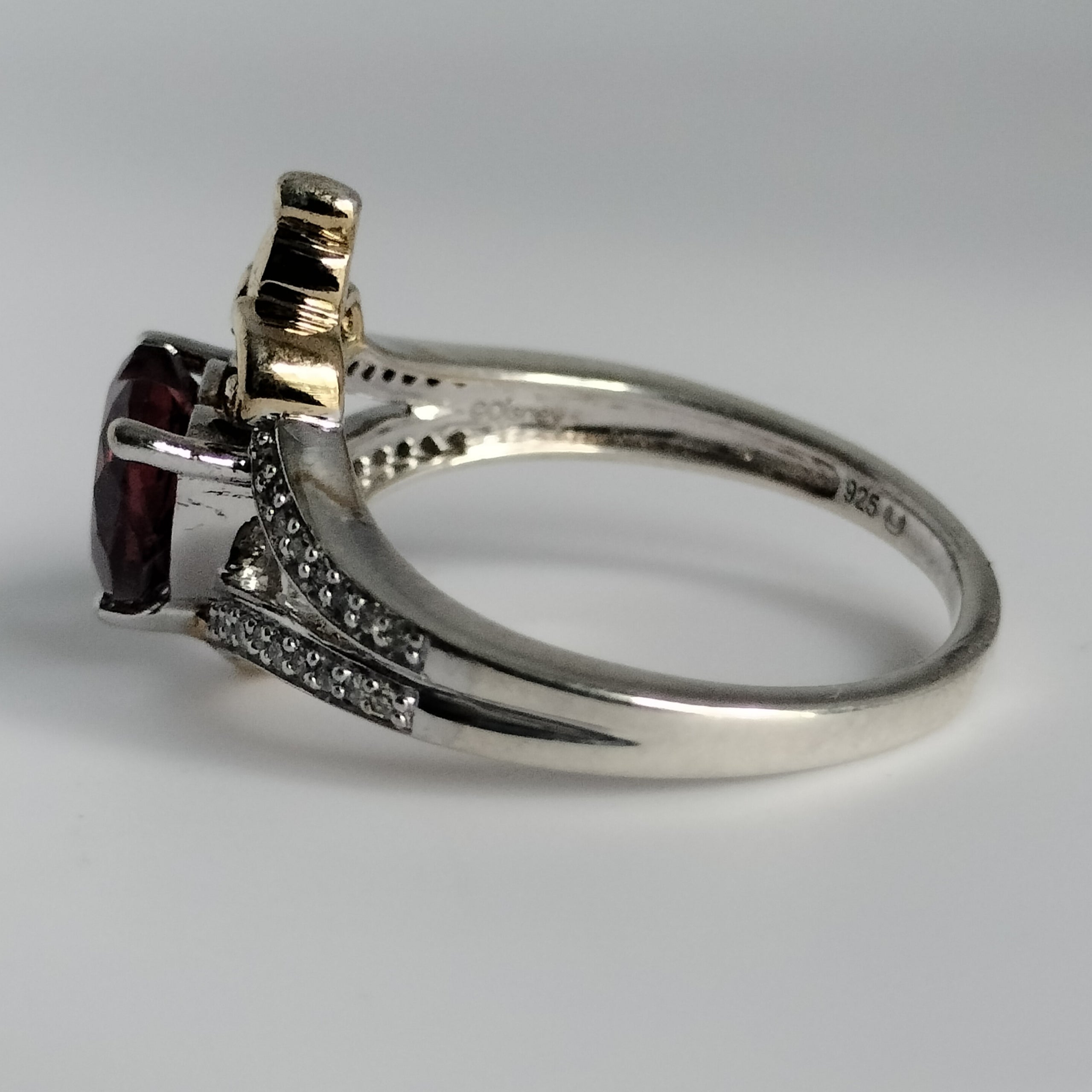 Disney Heart and Dagger Garnet and Diamond Ring