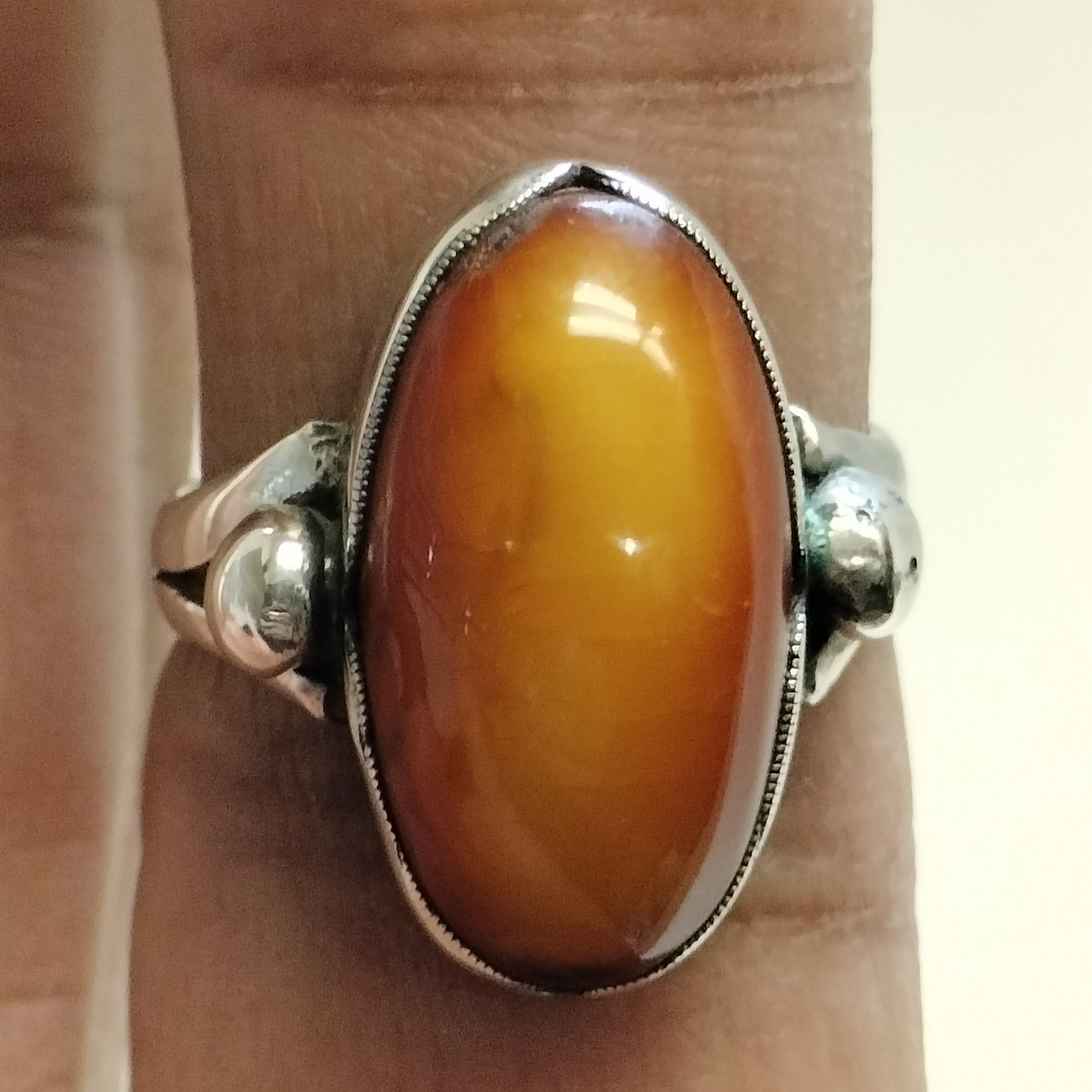 Sterling Silver Amber Ring