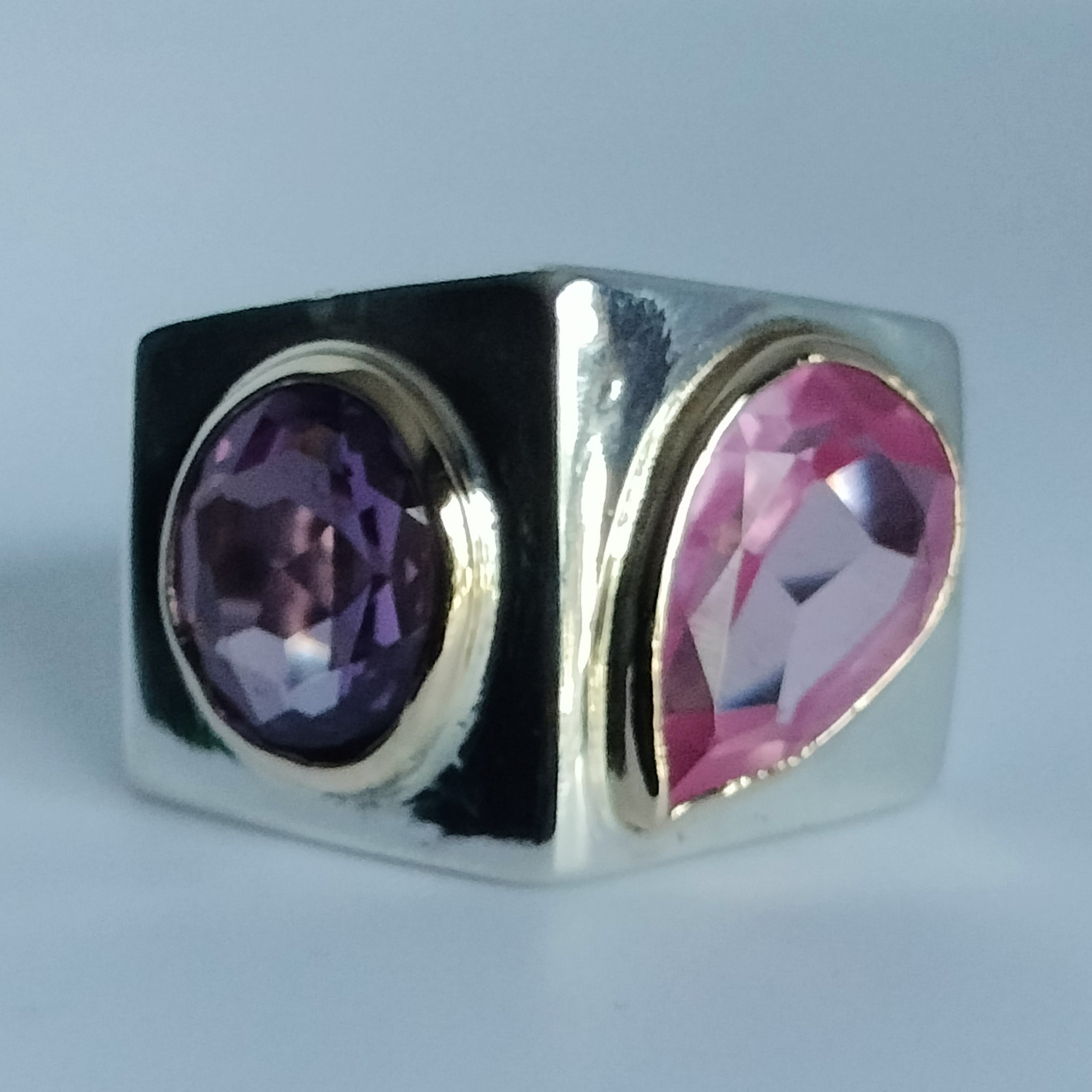 Sterling Silver and 10k Gold Sapphire Ring