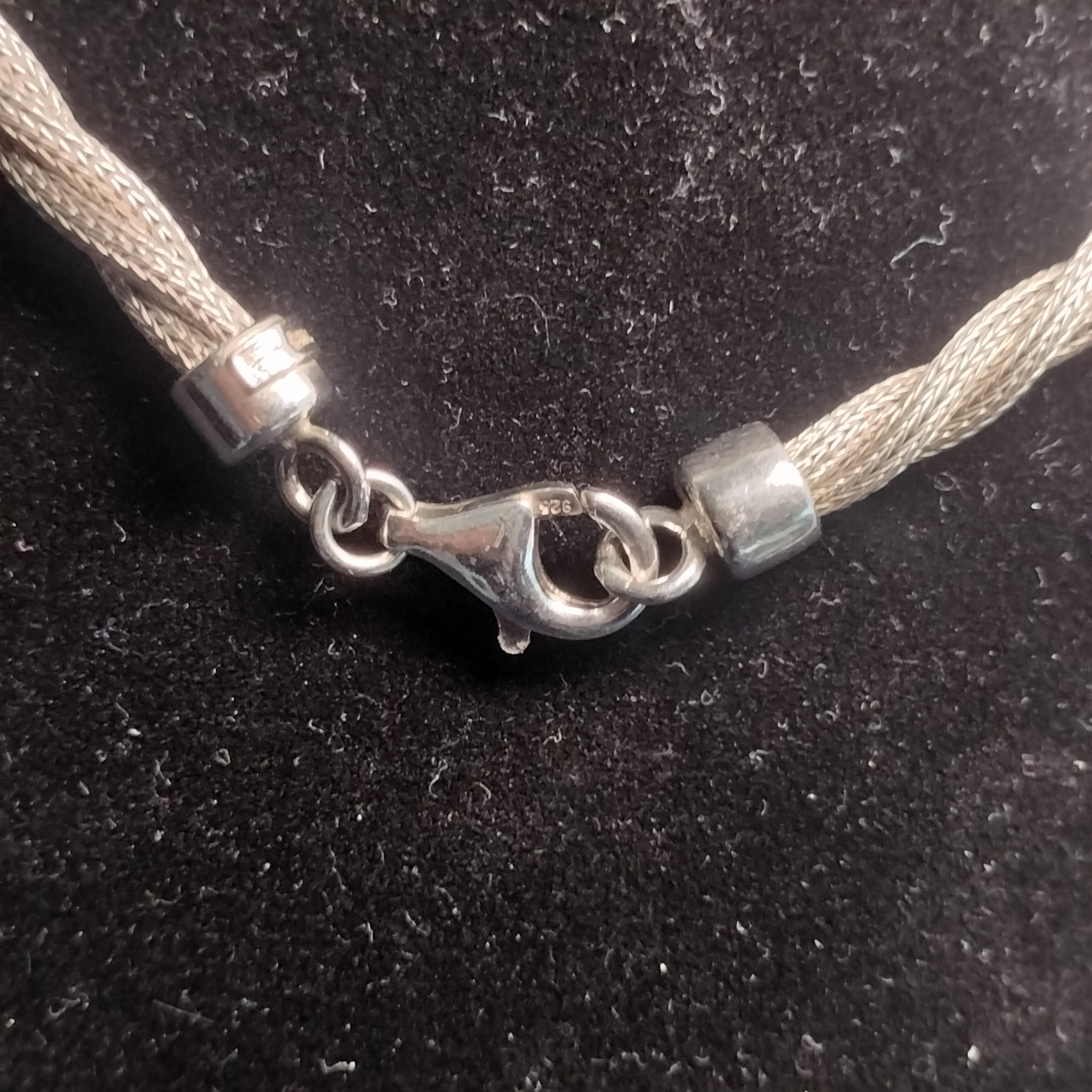 Sterling Silver Mesh and Bead Necklace